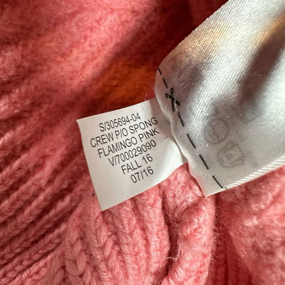 Banana Republic Sweater Sz M Flamingo Pink 100% Wool Chunky Knit Barbie Coquette - Picture 6 of 12